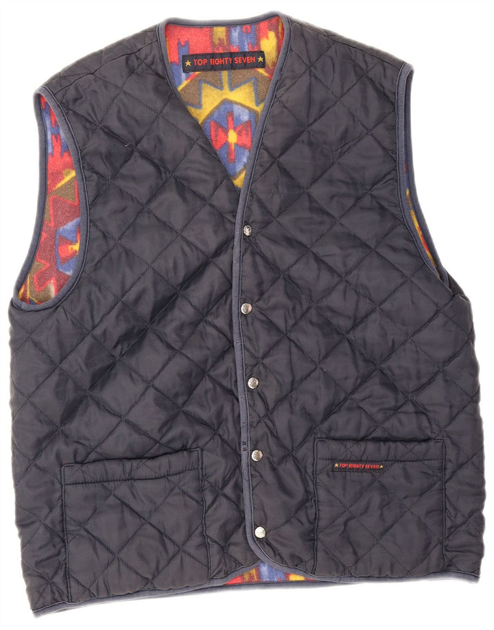 Vintage Ανδρικά Reversible Gilet UK 38 Medium Red Geometric