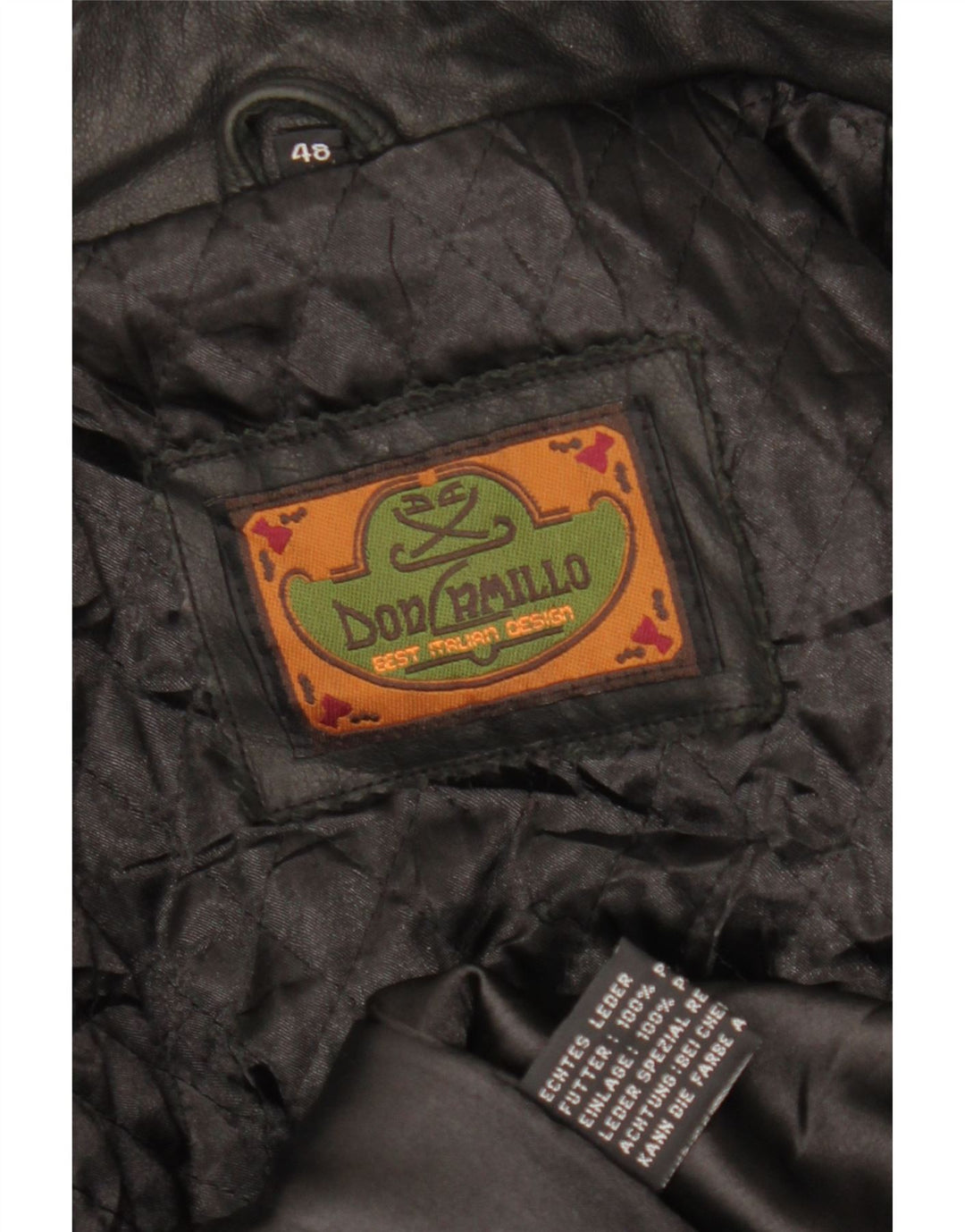 DON CAMILLO Ανδρικό Δερμάτινο Μπουφάν IT 48 Μεσαίο Μαύρο Δερμάτινο