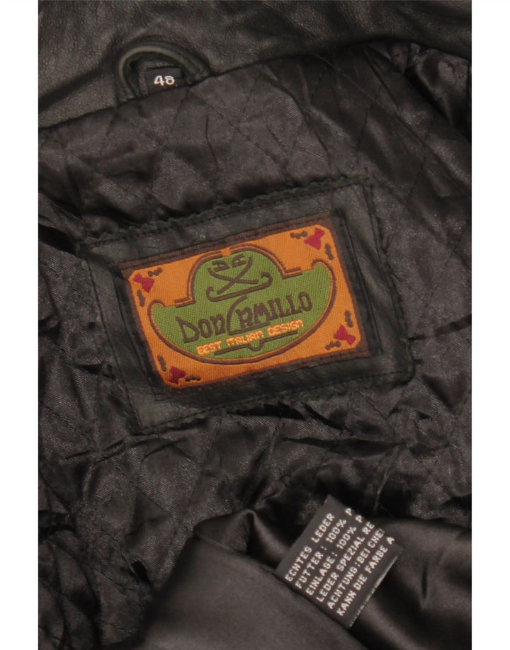 DON CAMILLO Ανδρικό Δερμάτινο Μπουφάν IT 48 Μεσαίο Μαύρο Δερμάτινο