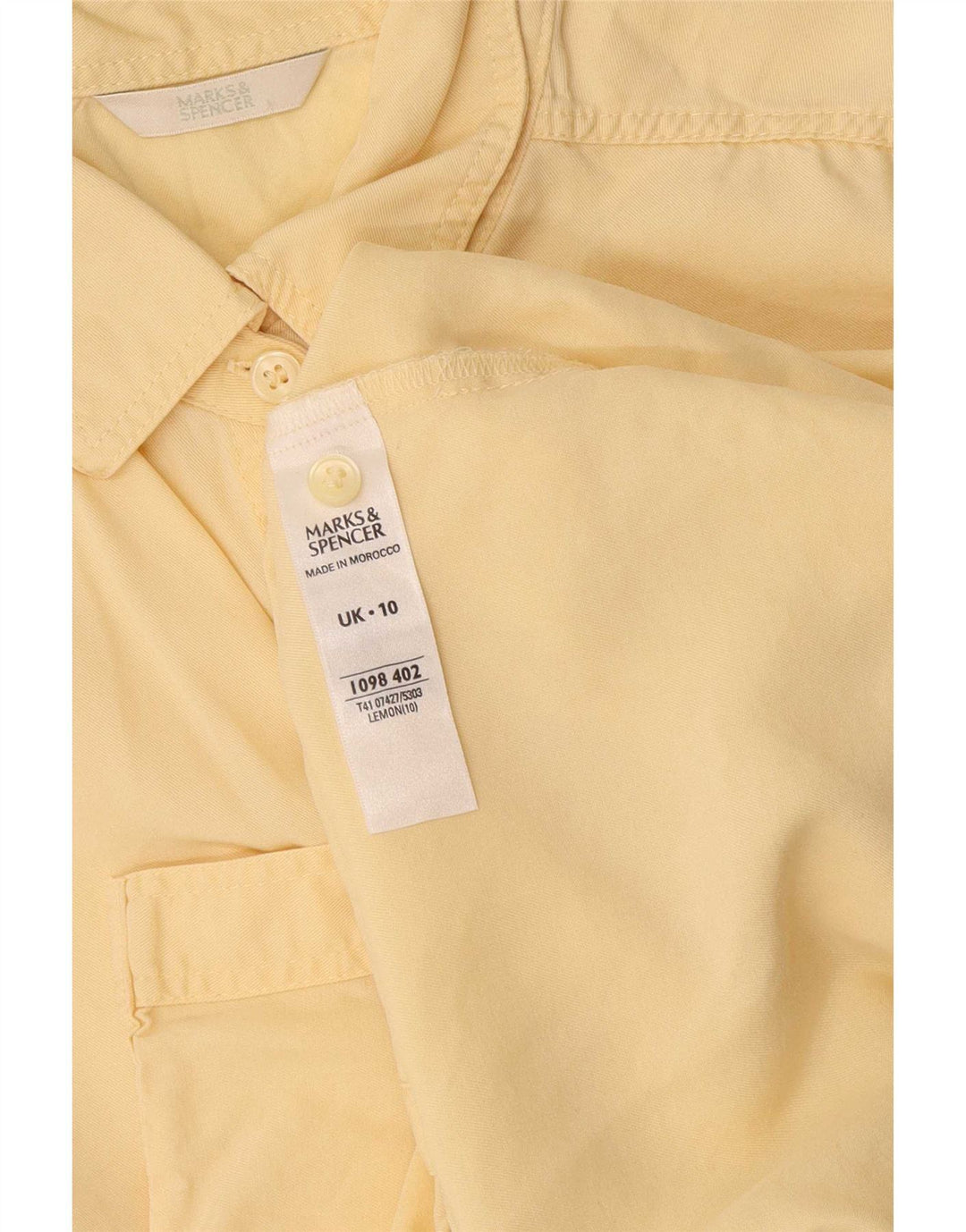 Marks & Spencer Γυναικείο κοντομάνικο πουκάμισο UK 10 Small Yellow Lyocell