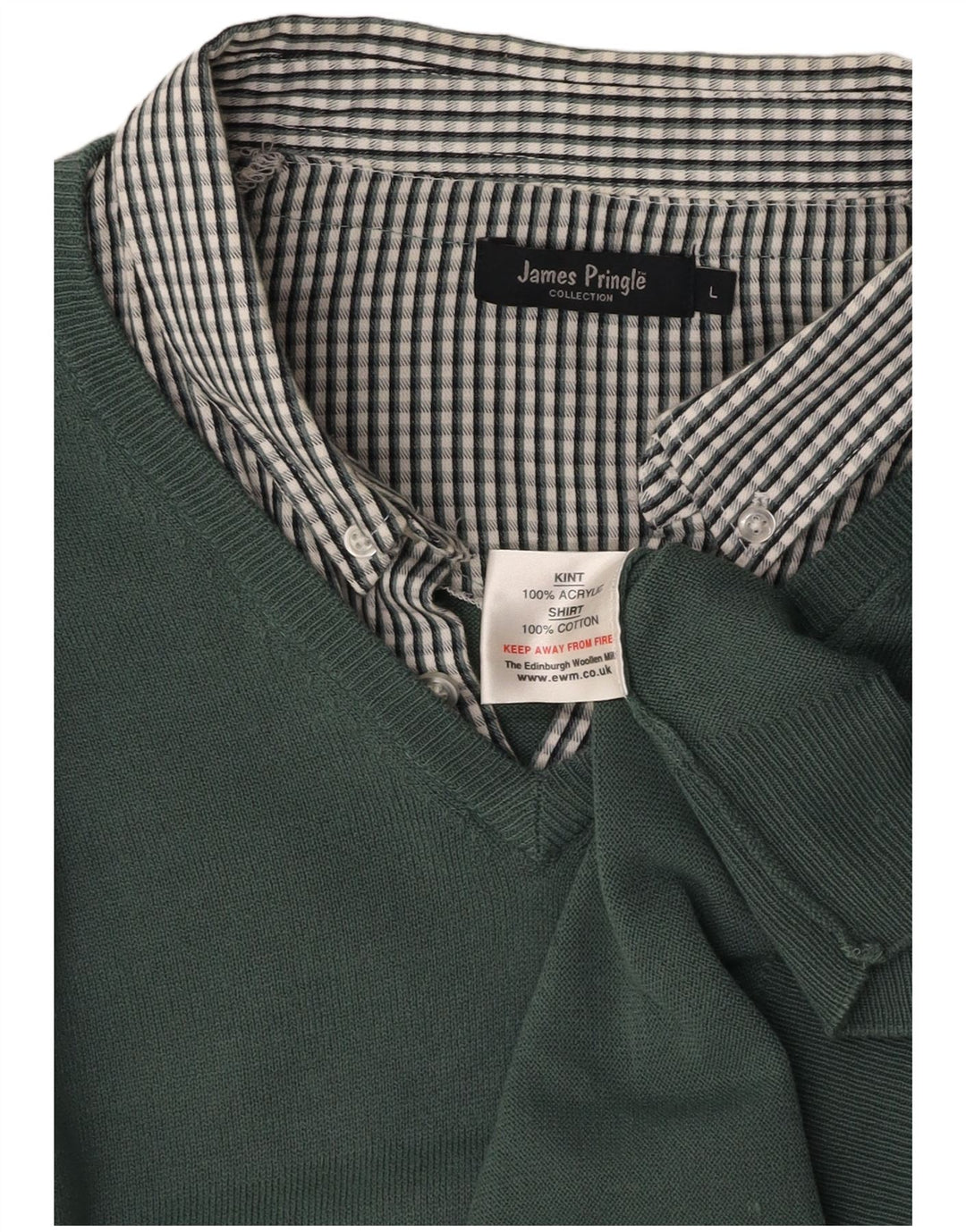 JAMES PRINGLE Ανδρικό πουλόβερ με λαιμόκοψη με λαιμόκοψη Μεγάλο πράσινο ακρυλικό