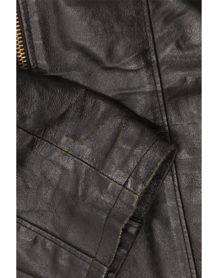 Vintage Γυναικείο Δερμάτινο Μπουφάν UK 18 XL Μαύρο Δερμάτινο