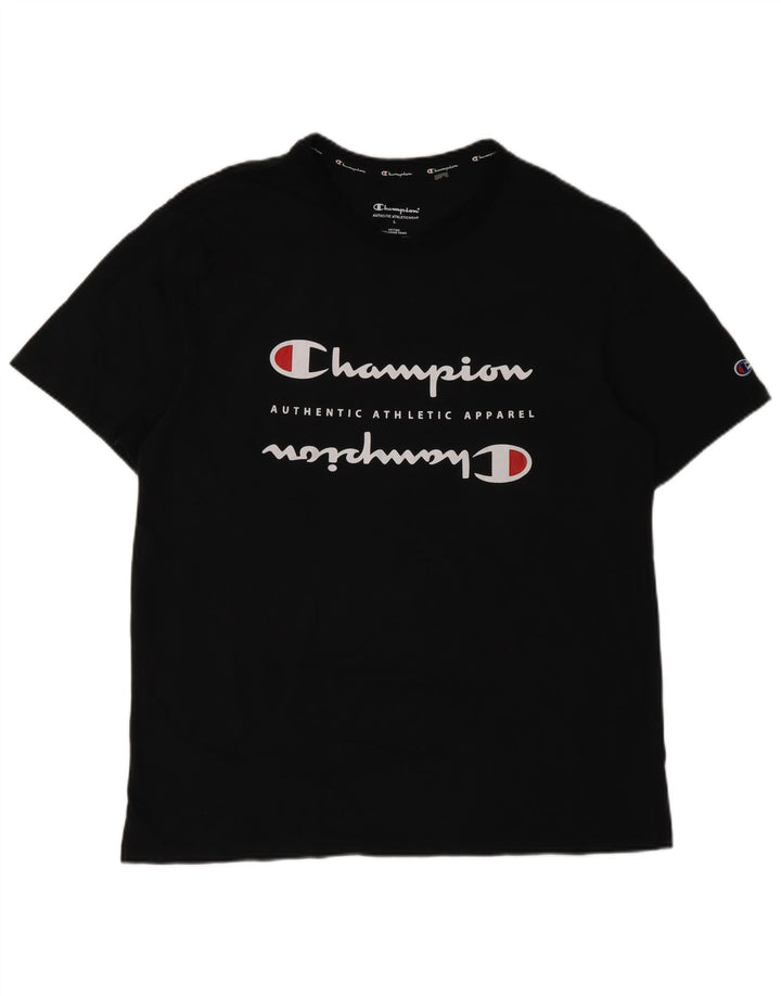 Ανδρικό γραφικό T-Shirt Champion Top μεγάλο μαύρο βαμβακερό