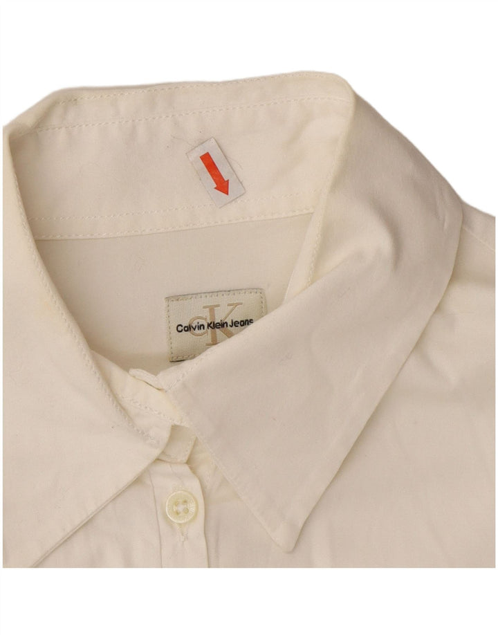 Calvin Klein Γυναικείο Πουκάμισο UK 12 Μεσαίο λευκό βαμβακερό