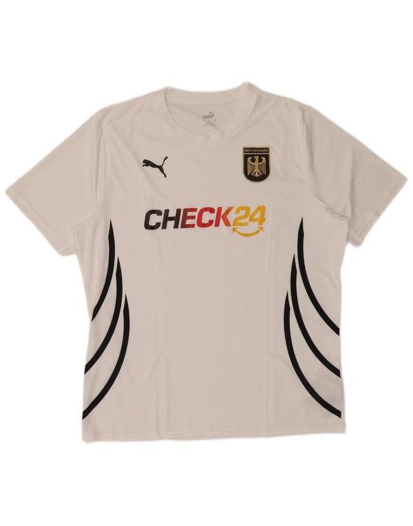 Γραφικό T-Shirt Puma Mens Deutshland Top XL Λευκός ριγέ πολυεστέρας