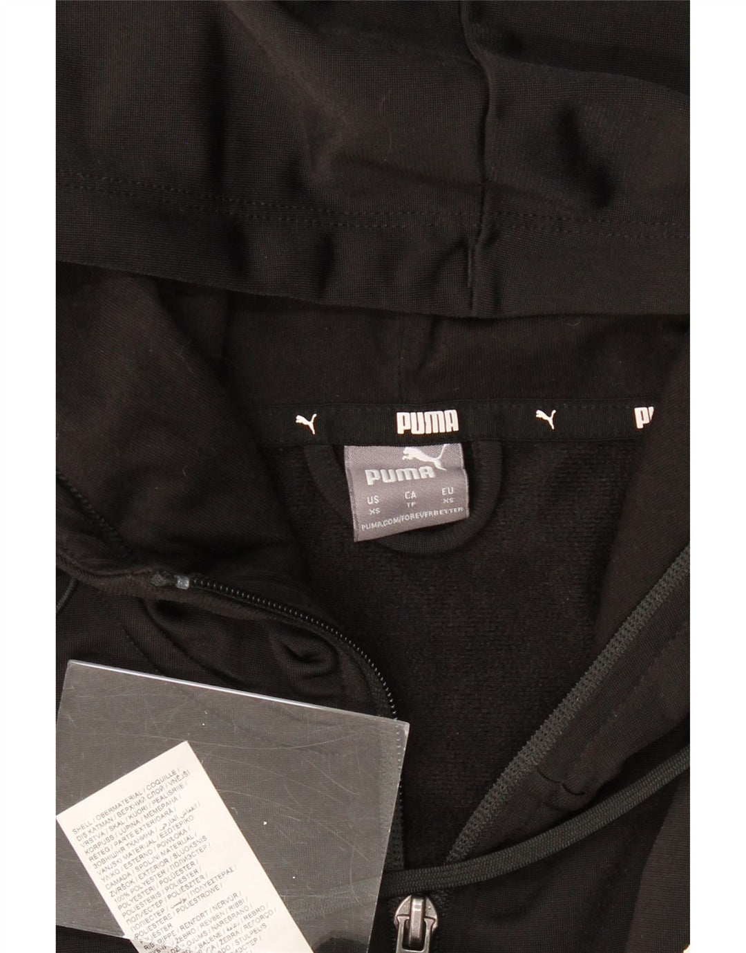 Ανδρικό πουλόβερ με κουκούλα με φερμουάρ PUMA XS μαύρο πολυεστέρα