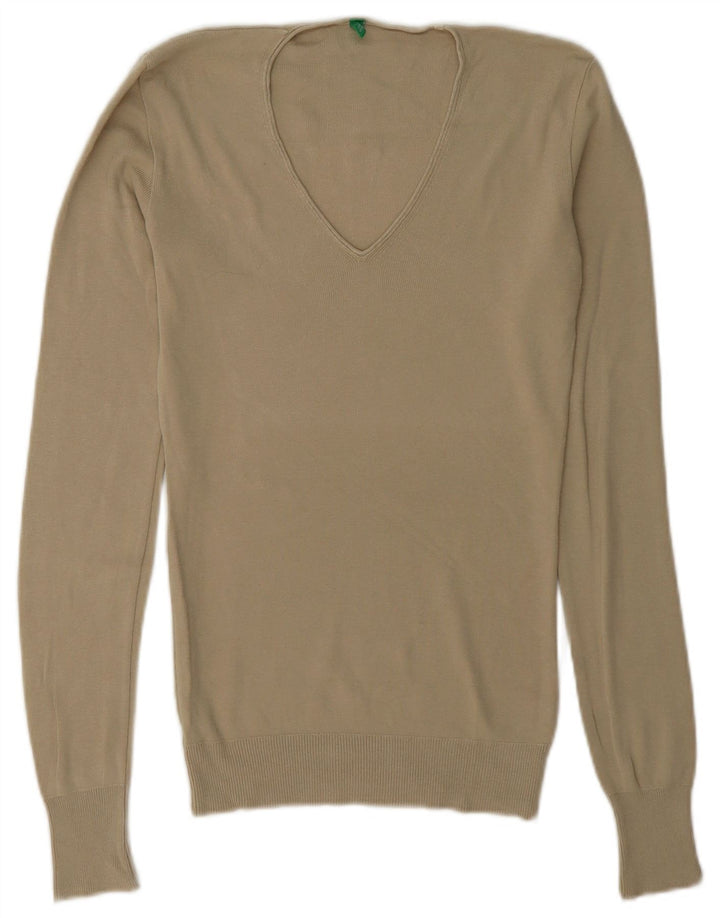 Benetton Γυναικείο πουλόβερ με λαιμόκοψη UK 8 Small Beige