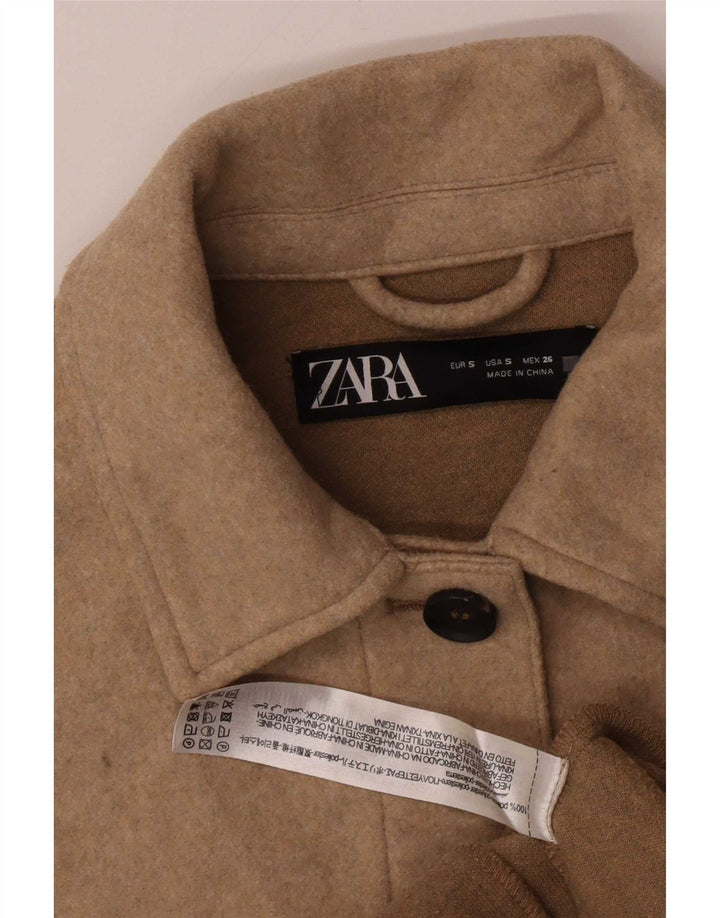 Zara Γυναικείο Shacket Oversized Jacket UK 10 Small Brown Polyester