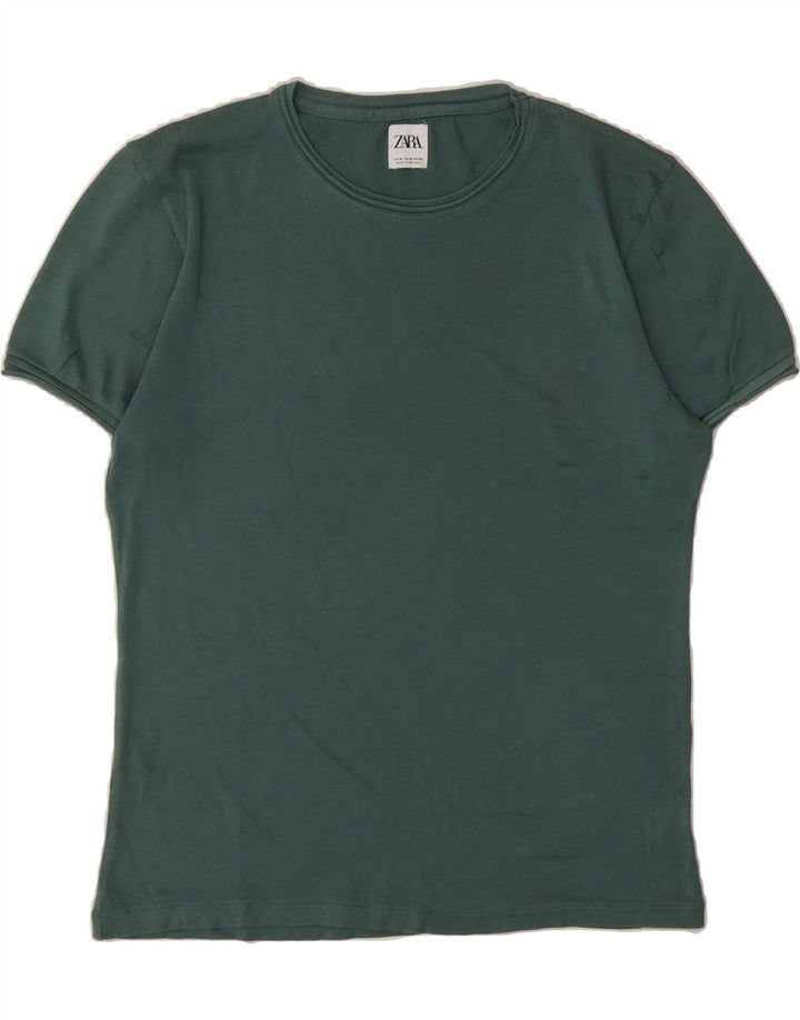 ZARA Mens T-Shirt Top Medium Green Cotton Vintage Zara and Second-Hand Zara from Messina Hembry 
