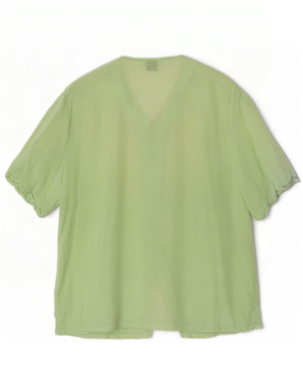 Coocoon Womens Short Sleeve Shirt Blouse UK 16 Large Green Silk
