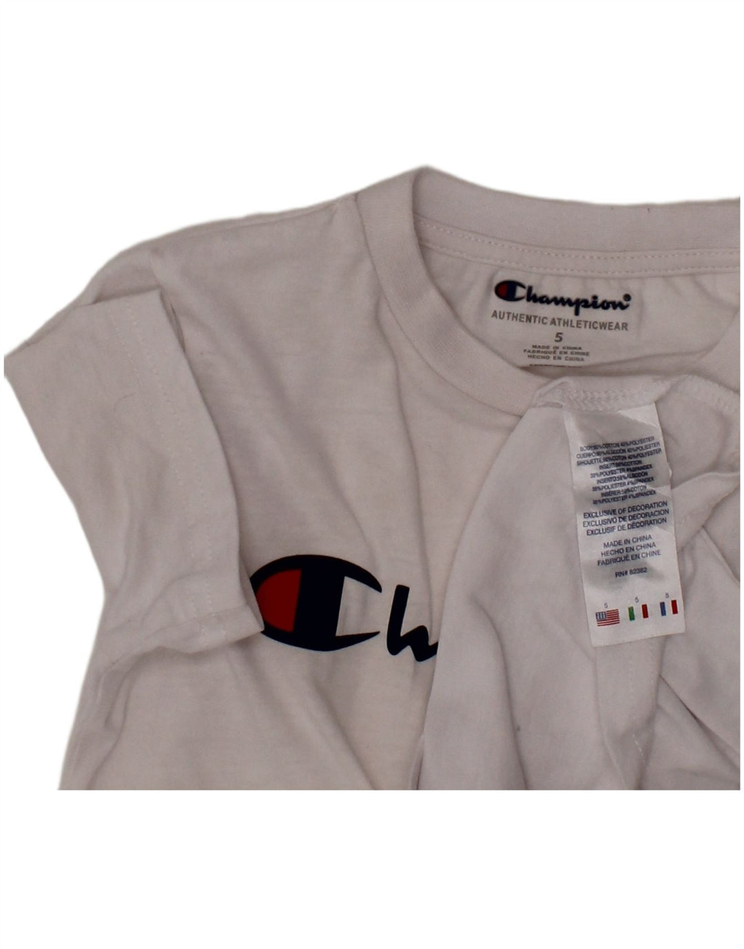 Γραφικό T-Shirt για αγόρι CHAMPION Top 4-5 ετών Λευκό βαμβακερό