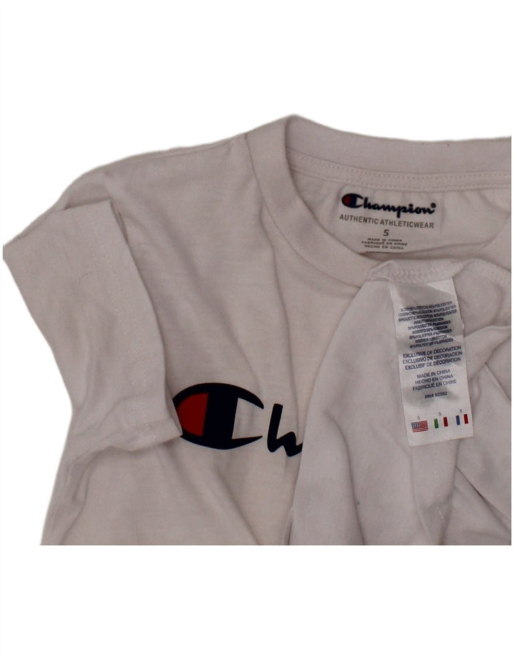 Γραφικό T-Shirt για αγόρι CHAMPION Top 4-5 ετών Λευκό βαμβακερό
