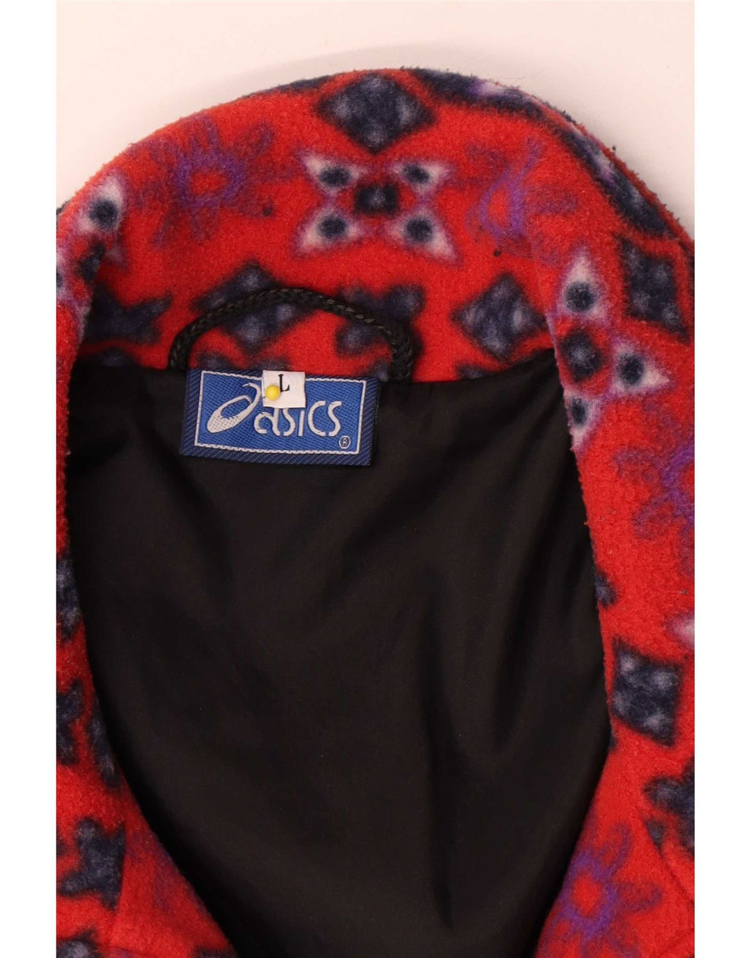Asics Ανδρικό Fleece Jacket UK 40 Large Red Geometric Polyester