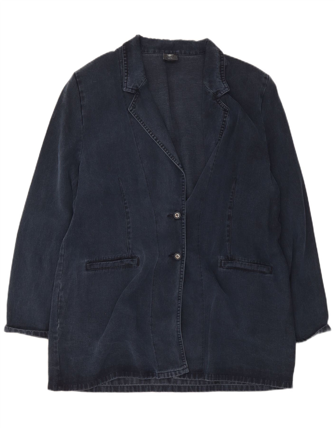 Vintage γυναικείο σακάκι 2 κουμπιών Longline Blazer UK 20 2XL Navy Blue Lyocell