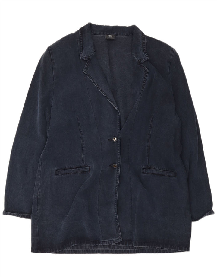 Vintage γυναικείο σακάκι 2 κουμπιών Longline Blazer UK 20 2XL Navy Blue Lyocell