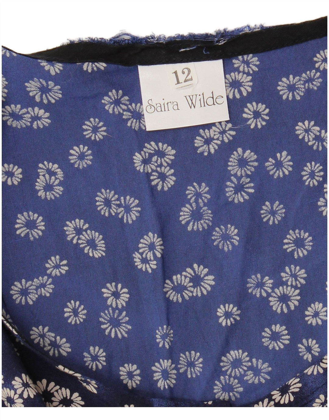 VINTAGE Γυναικείο Αμάνικο Βασικό Φόρεμα UK 12 Medium Blue Floral Viscose