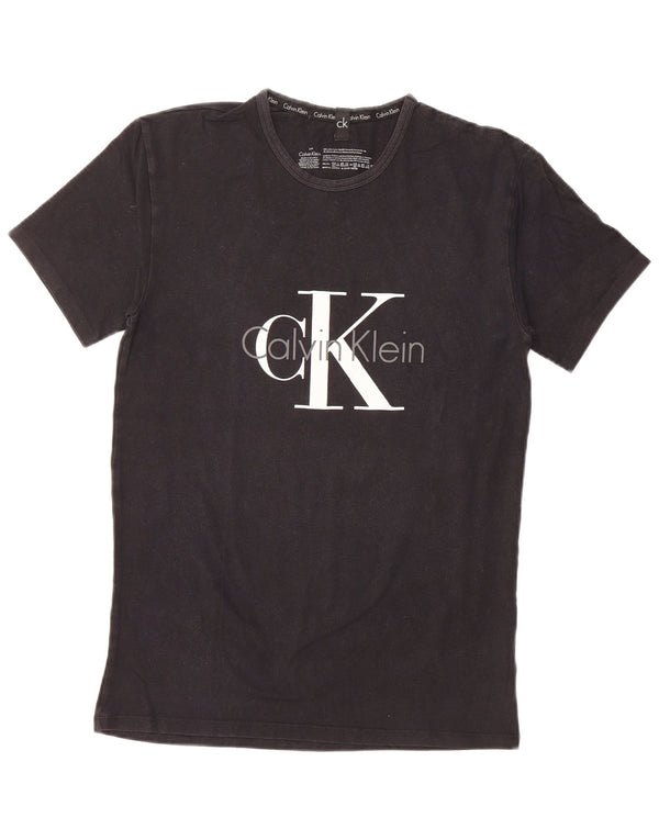 CALVIN KLEIN Mens Graphic T-Shirt Top Small Black Cotton
