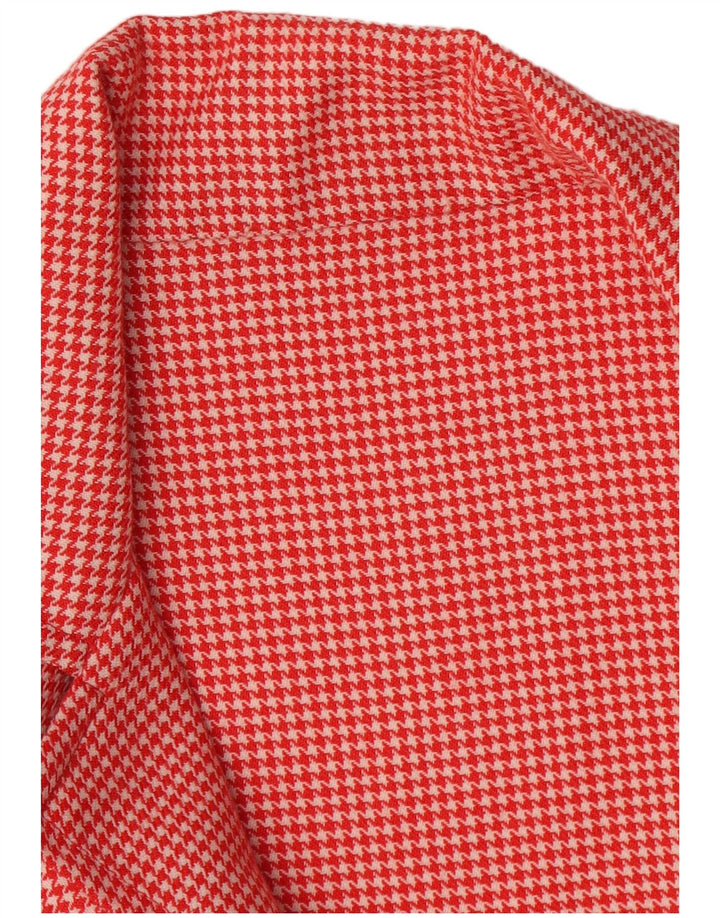 Vintage γυναικείο διπλό μπουφάν σακάκι UK 14 Medium Red Houndstooth