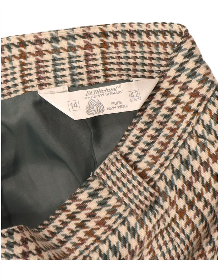 ST MICHAEL Γυναικεία Pencil Φούστα UK 14 Large W28 Beige Houndstooth