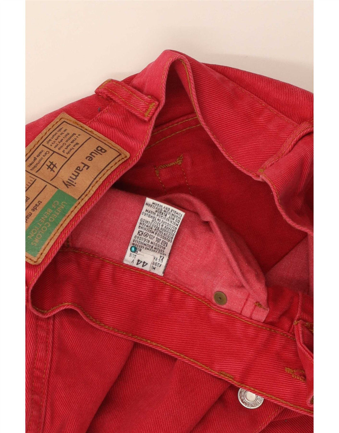 Benetton Γυναικεία Μίνι Τζιν Φούστα IT 44 Medium W26 Κόκκινη Βαμβακερή