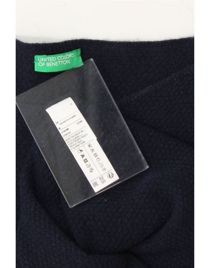 BENETTON Womens Oversized Boat Neck Jumper Sweater UK 14 Medium Navy Blue Vintage Benetton and Second-Hand Benetton from Messina Hembry 