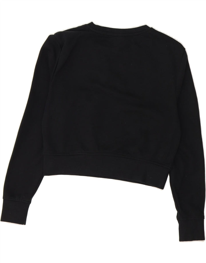 KAPPA Womens Crop Graphic Sweatshirt Jumper UK 10 Small Black Vintage Kappa and Second-Hand Kappa from Messina Hembry 