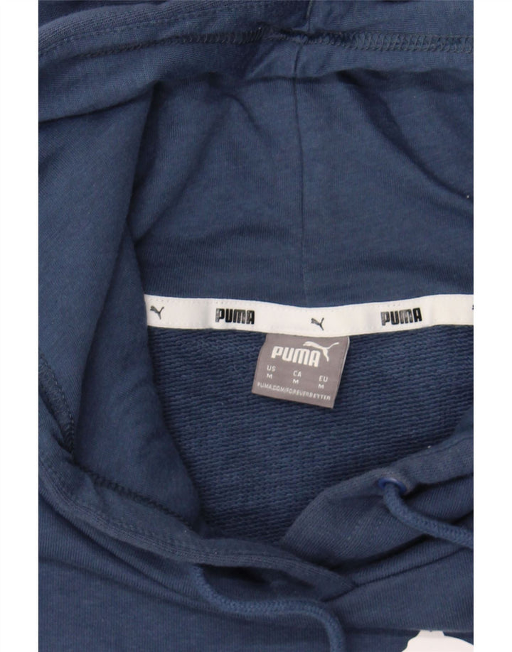PUMA Mens Graphic Hoodie Jumper Medium Navy Blue Cotton Vintage Puma and Second-Hand Puma from Messina Hembry 
