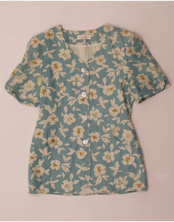 Franco Callegari Γυναικείο σακάκι με 4 κουμπιά UK 12 Medium Blue Floral