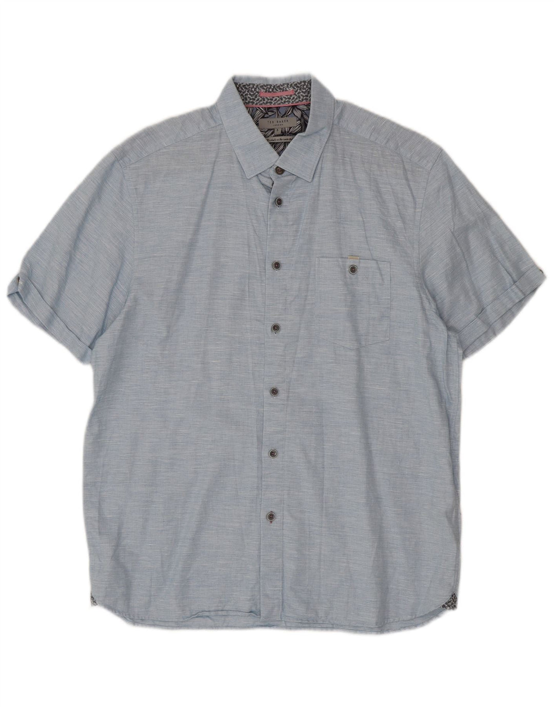 Ted Baker Ανδρικό κοντομάνικο πουκάμισο, μέγεθος 5 XL, βαμβακερό σε μπλε φλύκταινες