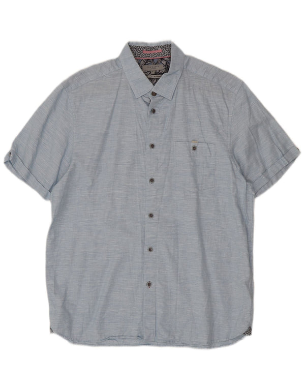 Ted Baker Ανδρικό κοντομάνικο πουκάμισο, μέγεθος 5 XL, βαμβακερό σε μπλε φλύκταινες