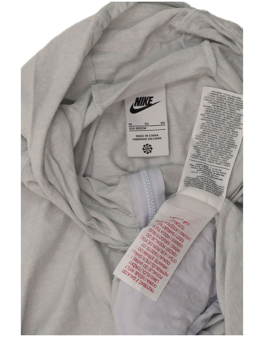 NIKE Girls Zip Hoodie πουλόβερ 13-14 ετών XL Γκρι βαμβακερό