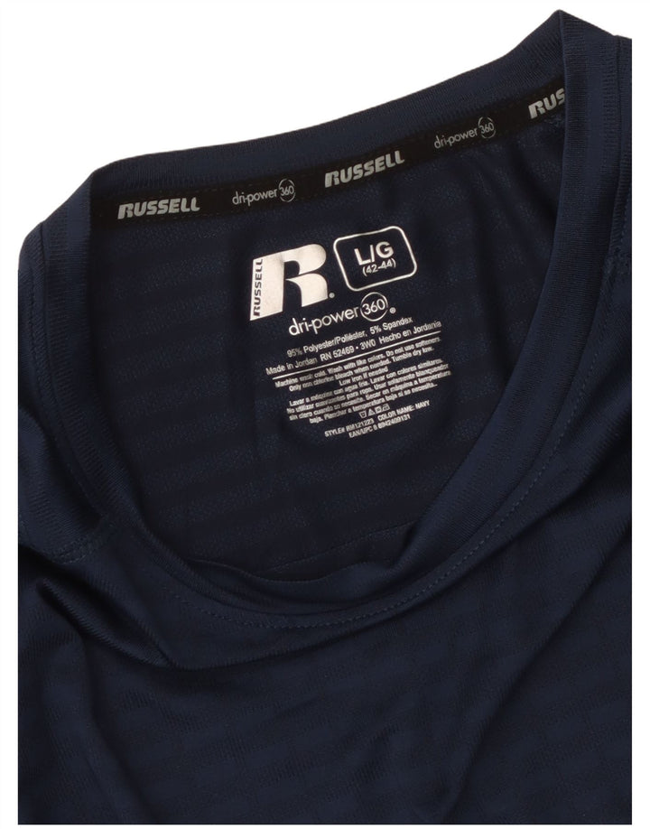 Russell Athletic Ανδρικό T-Shirt Top Large Navy Blue ριγέ πολυεστέρας