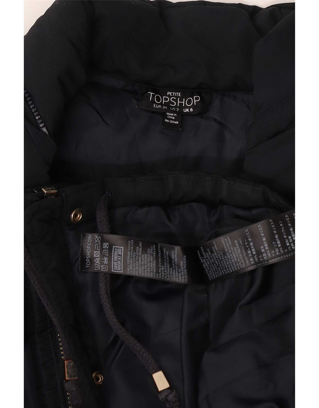 Topshop Γυναικείο μπουφάν UK 6 XS Navy Blue Polyester