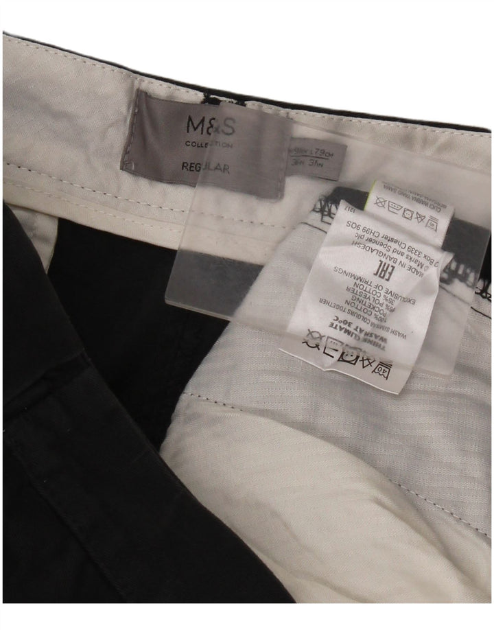 Marks & Spencer Ανδρικό παντελόνι Chino με κανονική εφαρμογή W36 L31 μαύρο