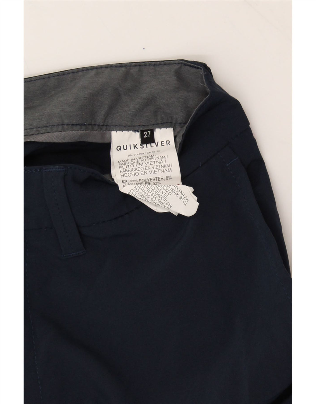 QUIKSILVER Mens Chino Shorts W27 XS  Navy Blue Polyester Vintage Quiksilver and Second-Hand Quiksilver from Messina Hembry 