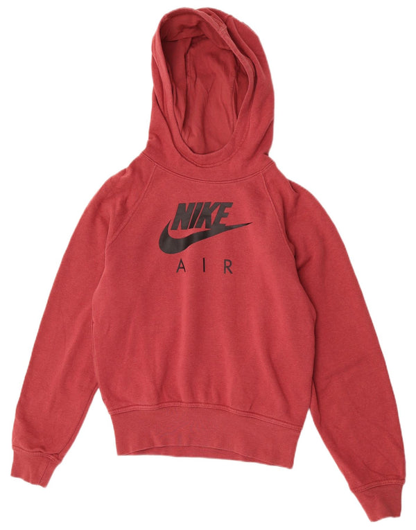 Nike Γυναικείο γραφικό υπερμεγέθου Hoodie Jumper UK 6 XS Κόκκινο βαμβακερό μπλοκ