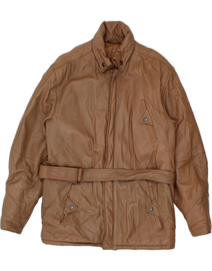 VINTAGE Mens Leather Jacket IT 50 Large Brown Leather Vintage Vintage and Second-Hand Vintage from Messina Hembry 