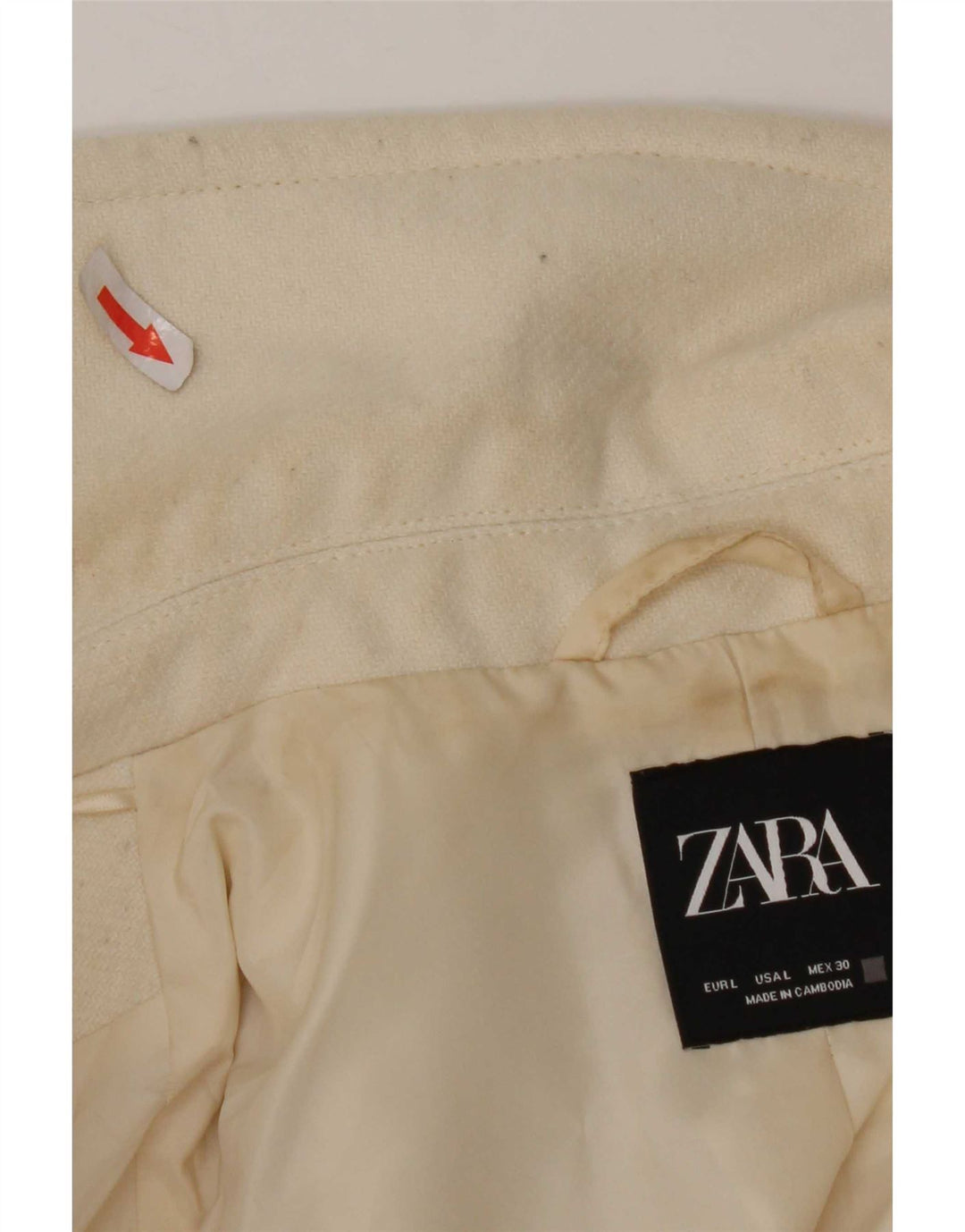 Zara Γυναικείο Παλτό UK 16 Large White Polyester