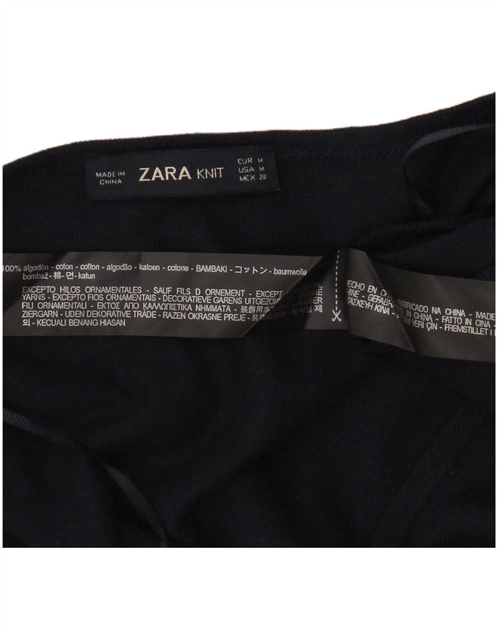 Zara Γυναικείο φόρεμα A-Line UK 12 Medium Navy Blue Floral Βαμβακερό