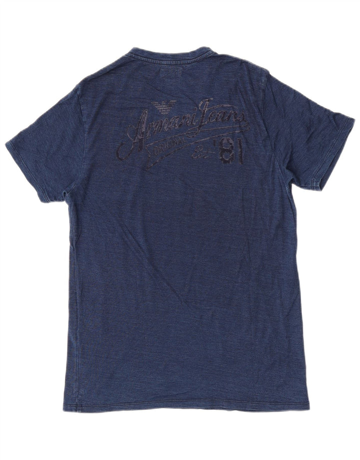 Armani Ανδρικό γραφικό T-Shirt Top Small Blue Flecked βαμβακερό