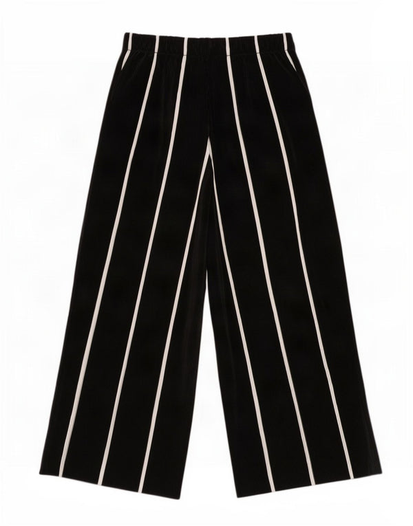 Zara Γυναικείο Παντελόνι Κάπρι Cullotes Small W26 L22 Μαύρο ριγέ