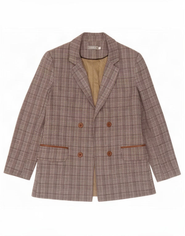 Libra Γυναικείο ανοιχτό σακάκι UK 12 μεσαίου καφέ Houndstooth