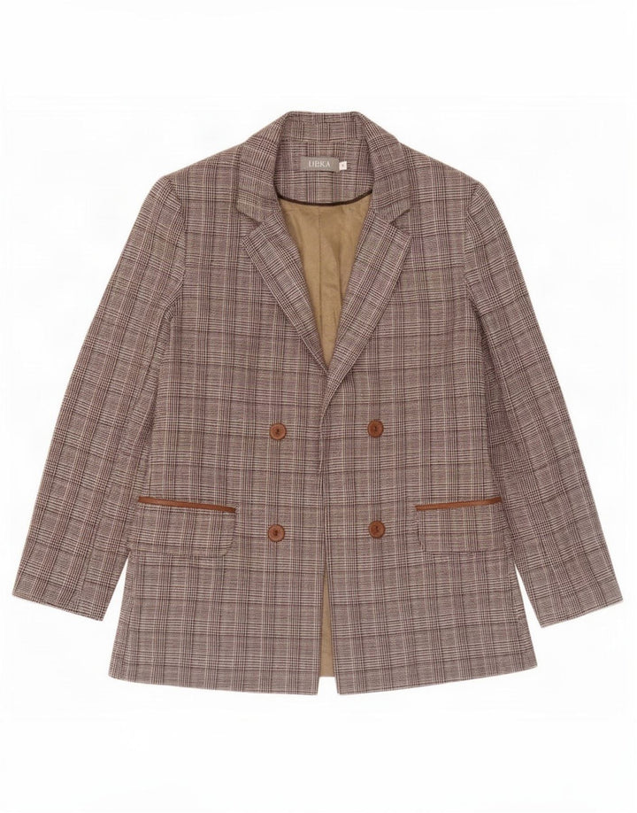 Libra Γυναικείο ανοιχτό σακάκι UK 12 μεσαίου καφέ Houndstooth