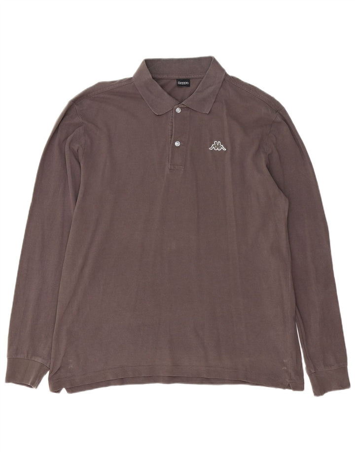 Ανδρικό μακρυμάνικο μπλουζάκι πόλο Kappa, μεγάλο γκρι βαμβακερό