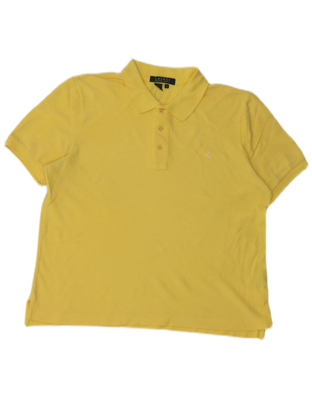 RALPH LAUREN Γυναικείο πουκάμισο Crop Polo UK 14 Μεσαίο κίτρινο βαμβακερό