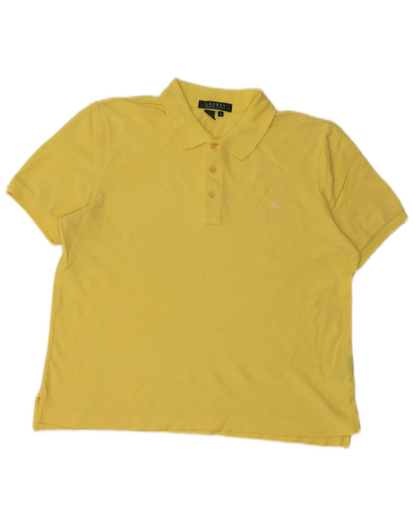 RALPH LAUREN Γυναικείο πουκάμισο Crop Polo UK 14 Μεσαίο κίτρινο βαμβακερό