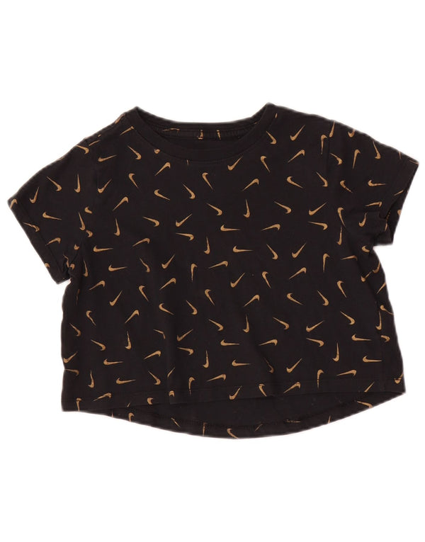 Nike Girls Crop Graphic T-Shirt 10-11 ετών Βαμβακερό μεσαίο μαύρο με στίγματα