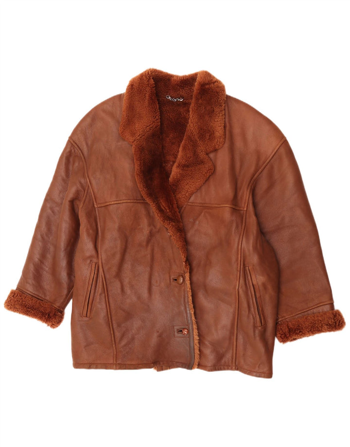 Vintage Γυναικείο Oversized Μπουφάν Shearling EU 42 Μεγάλο Καφέ