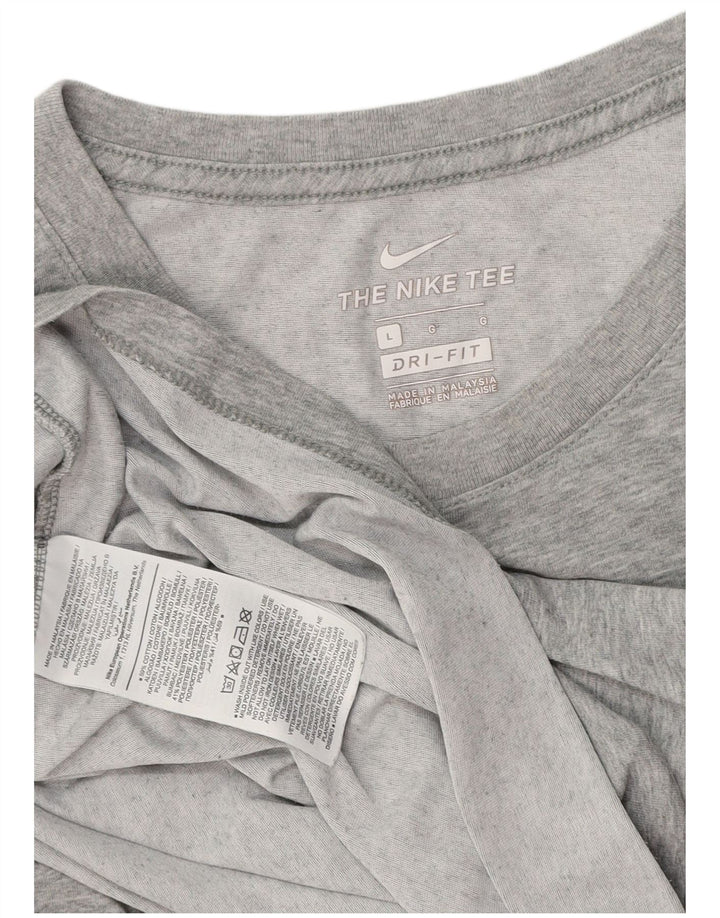 Ανδρικό μπλουζάκι Nike Dri Fit Μπλουζάκι με μεγάλο γκρι βαμβάκι