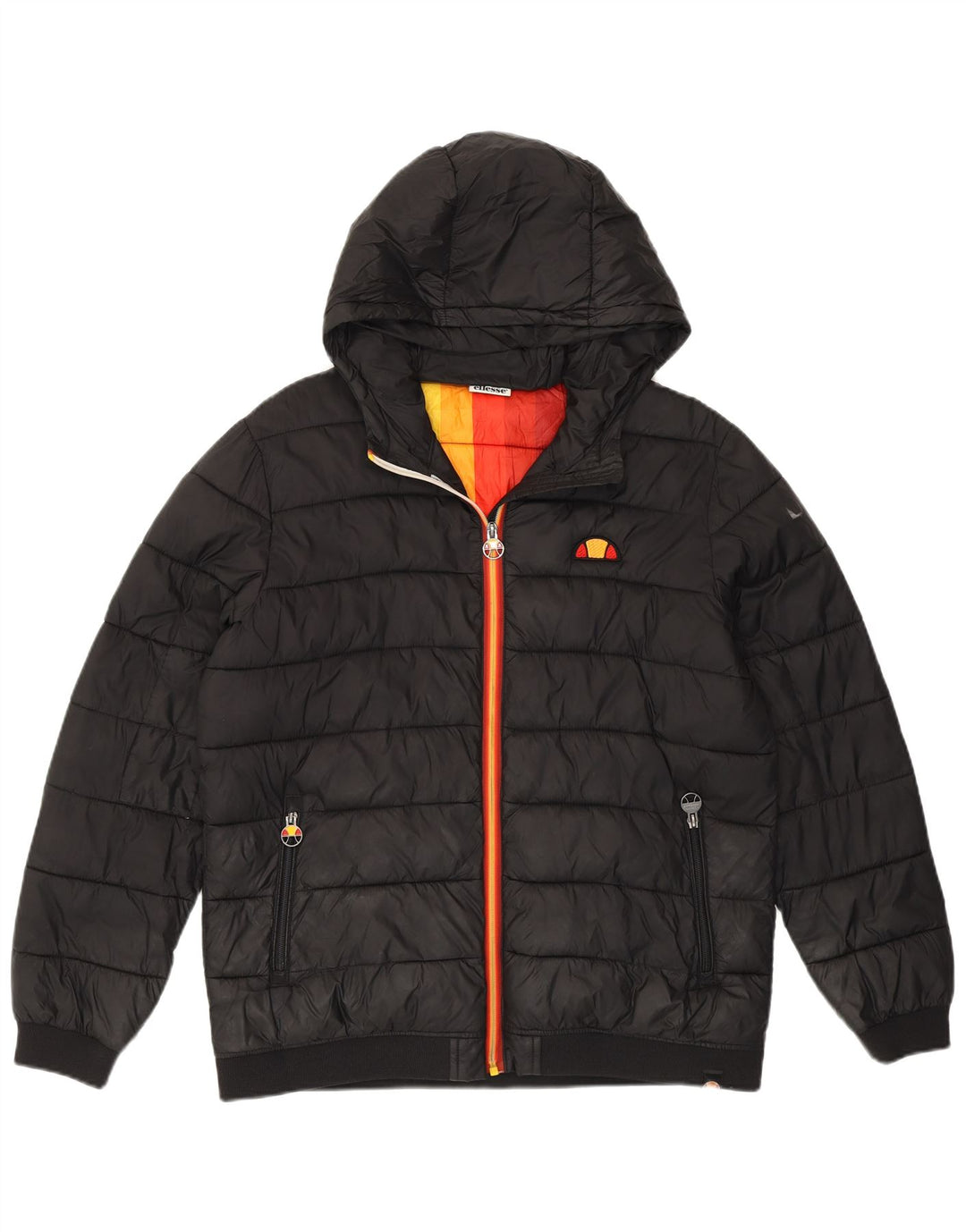 Ellesse Boys Graphic Hooded Jacket 15-16 Years Black Polyester